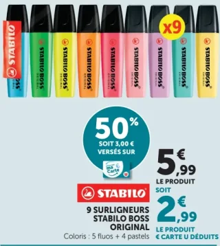 9 Surligneurs Stabilo Boss Original