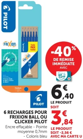6 RECHARGES POUR FRIXION BALL OU CLICKER PILOT