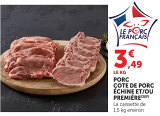 Porc Cote de porc échine et/ou première