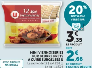 Mini Viennoiseries Pur Beurre Prêts à Cuire Surgelées U