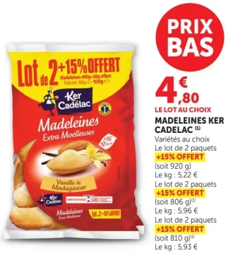 Madeleines Ker Cadelac Extra Moelleuses