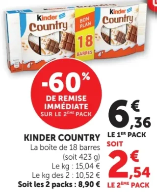 KINDER COUNTRY La boîte de 18 barres