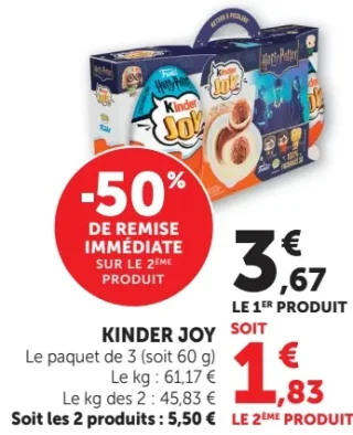 KINDER JOY Le paquet de 3 (soit 60 g)