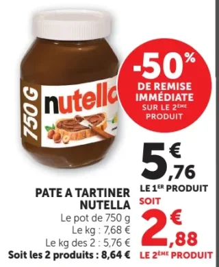 PATE A TARTINER NUTELLA Le pot de 750 g