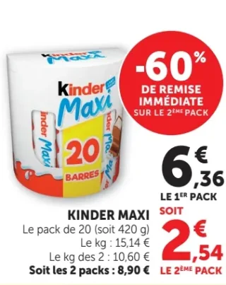 KINDER MAXI Le pack de 20 (soit 420 g)
