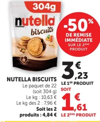 NUTELLA BISCUITS Le paquet de 22 (soit 304 g)