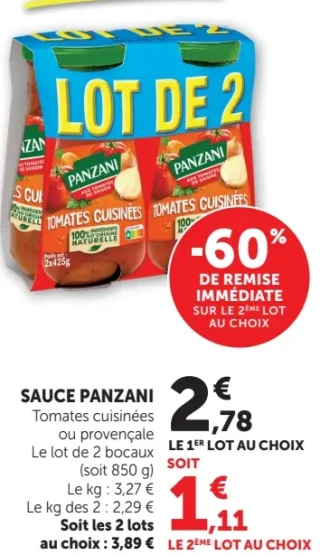 Sauce Panzani Tomates cuisinées ou provençale