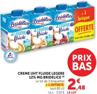 Crème UHT Fluide Légère 12% MG Bridélice