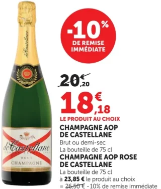 Champagne AOP de Castellane (Brut, demi-sec, ou rose)