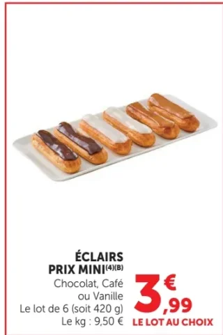 Éclairs Prix Mini (Chocolat, Café ou Vanille)