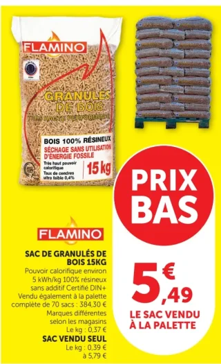 Sac de granulés de bois Flamino 15kg
