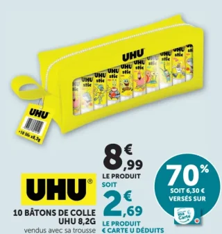10 Bâtons de colle UHU 8,2g