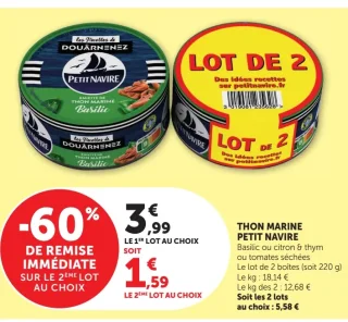 Thon Marine Petit Navire Basilic ou citron & thym ou tomates séchées