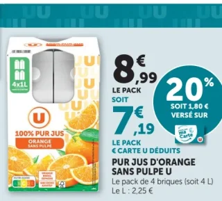 Pur Jus d'Orange Sans Pulpe U