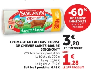 Fromage au lait pasteurisé de chèvre Sainte-Maure Soignon