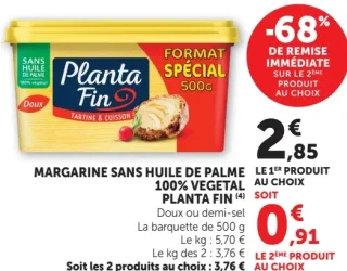 Margarine sans huile de palme Planta Fin