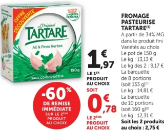 Fromage pasteurisé Tartare