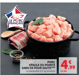 PORC ÉPAULE OU POINTE SANS OS POUR SAUTÉ