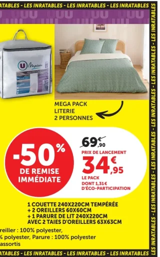 Mega Pack Literie 2 Personnes U Maison