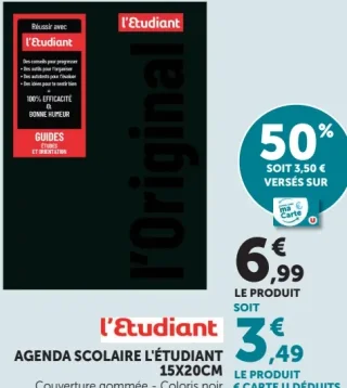 AGENDA SCOLAIRE L'ÉTUDIANT 15X20CM