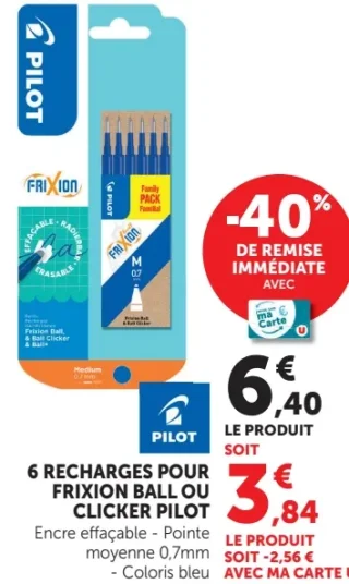 6 RECHARGES POUR FRIXION BALL OU CLICKER PILOT