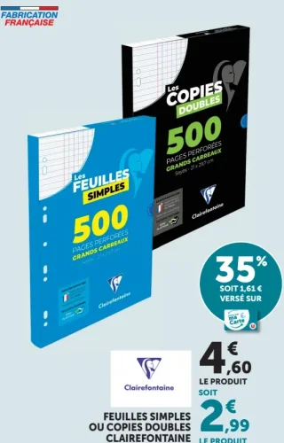 Feuilles simples ou copies doubles Clairefontaine 500 pages
