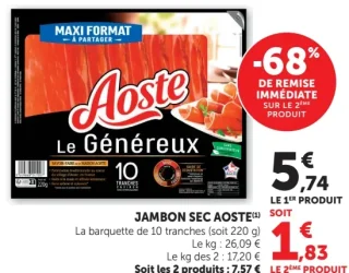 Jambon Sec Aoste Le Généreux 10 tranches