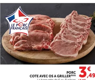 Côte avec os à griller Porc
