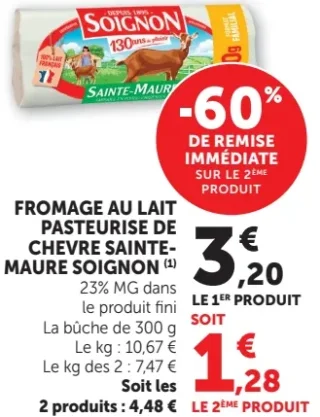 Fromage au lait pasteurisé de chèvre Sainte-Maure Soignon