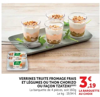 Verrines truite fromage frais et légumes ou thon chorizo ou façon tzatziki Guyader