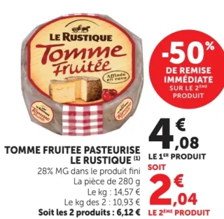 Tomme Fruitée Pasteurisée Le Rustique