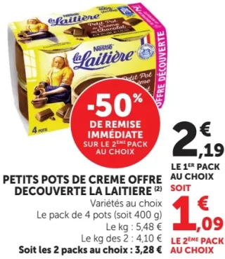 Petits pots de crème offre découverte La Laitière