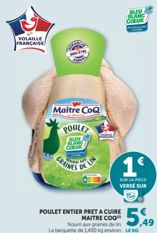 Poulet entier prêt à cuire Maître Coq