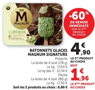 Batonnets Glacés Magnum Signature (Pistache ou Pêche)