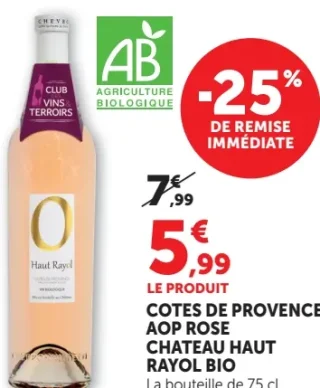 Vin rosé Côtes de Provence AOP Château Haut Rayol Bio