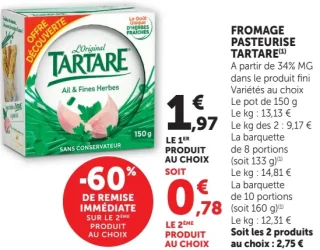Fromage pasteurisé Tartare Ail & Fines Herbes