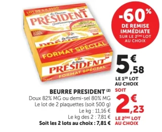 Beurre Président doux ou demi-sel