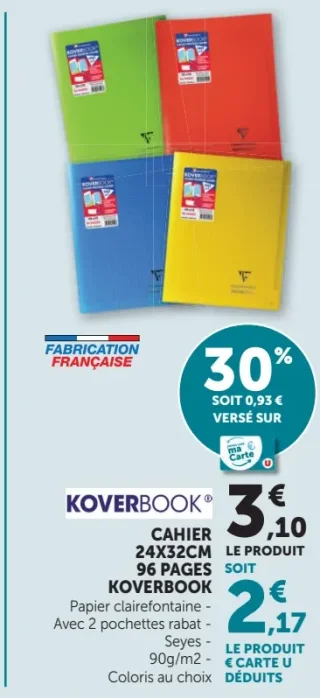 KOVERBOOK CAHIER 24X32CM 96 PAGES KOVERBOOK Clairefontaine