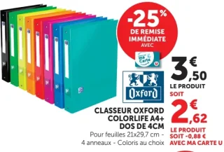 Classeur Oxford Colorlife A4+