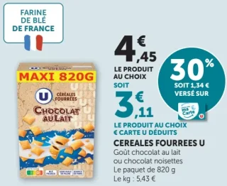 Cereales Fourrees U Chocolat au lait