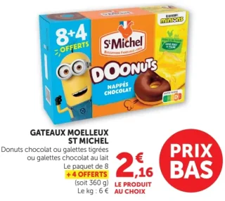 GATEAUX MOELLEUX ST MICHEL Donuts chocolat ou galettes tigrées ou galettes chocolat au lait