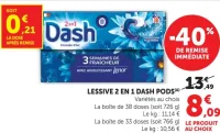 Lessive 2 en 1 Dash Pods Envolée d'Air