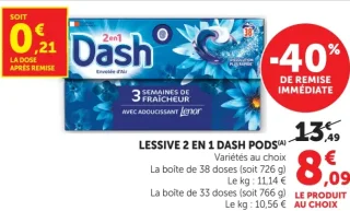 Lessive 2 en 1 Dash Pods Envolée d'Air