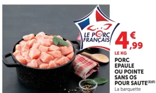 Porc Epaule ou pointe sans os pour saute LE PORC FRANÇAIS
