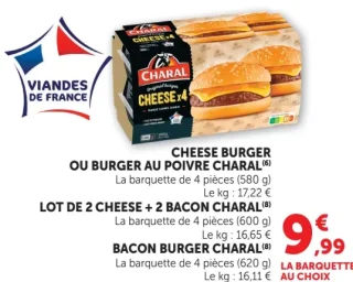 Burgers Charal (Cheese Burger / Bacon Burger / Lot de 2 cheese + 2 bacon)