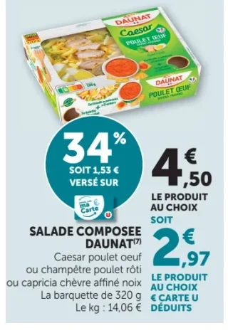Salade composée Daunat Caesar poulet oeuf