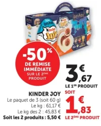 KINDER JOY Le paquet de 3 (soit 60 g)