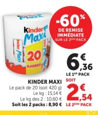 KINDER MAXI Le pack de 20 (soit 420 g)