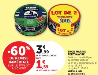 Thon Marine Petit Navire Basilic ou citron & thym ou tomates séchées