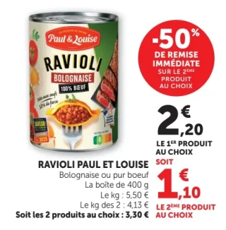 Ravioli Paul & Louise Bolognaise ou pur boeuf